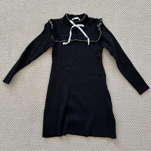 Zara Black Sweater Dress with White Bow Detail